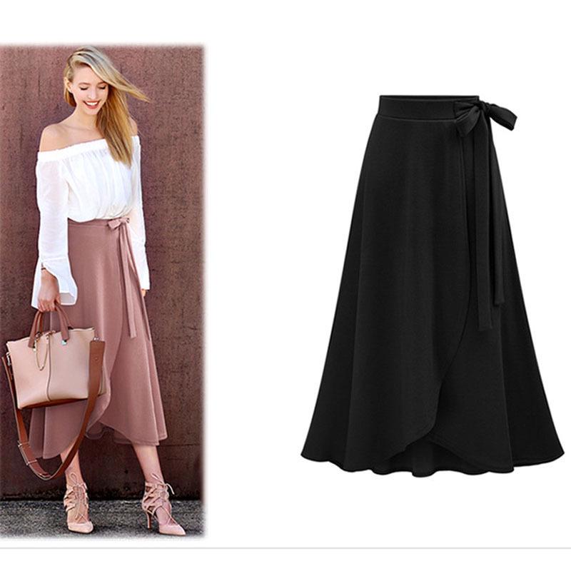 MAITA Outdooor Hight Waist Skirts Womens Summer Casual Irregular Split Lady Long Skirt Pleated Skirt