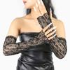 1Pair Retro Sexy Exposed Finger Party Supplies Sunscreen Mesh Gloves Hollow Out Shiny Rhinestone With Elastic Long Mitten