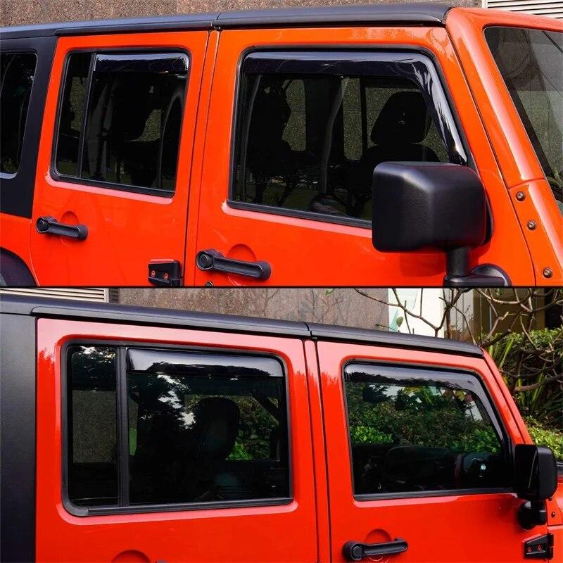 Car Window Sunvisor Deflector Shield Rain Sun Visor Guard For Jeep Wrangler JK JL Unlimited 4-Door 2007-2017 2018- 2023