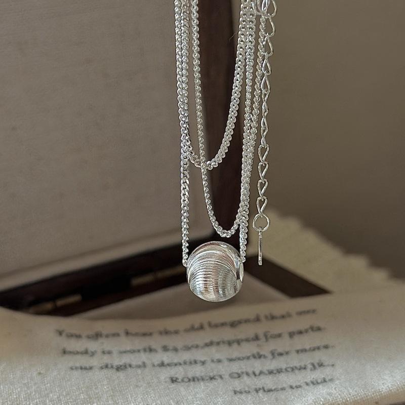S925 Sterling Silver Niche Design Sense Retro Cat Eye Bead Necklace Korean Style Basic Collarbone Chain
