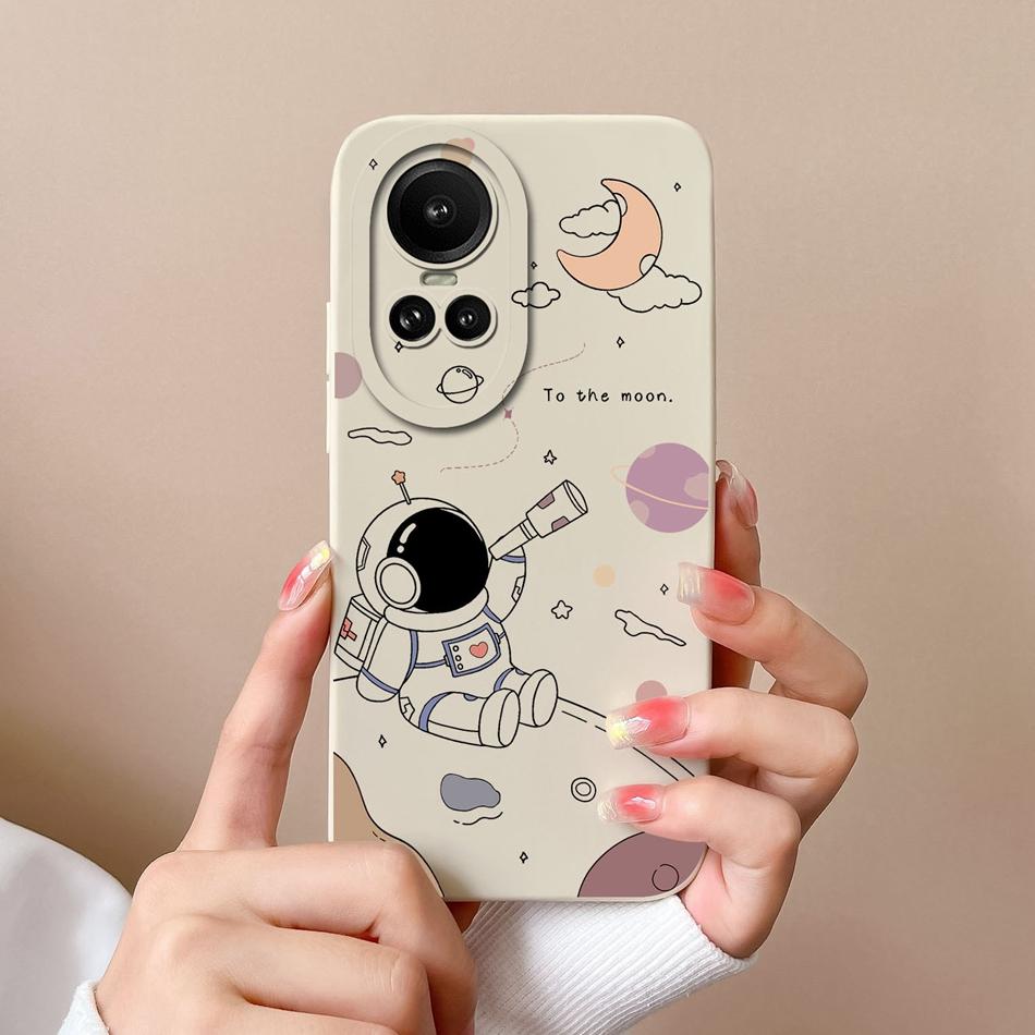 Cases For Oppo Reno 10 Pro 5G Flower Soft Smooth Liquid Silicone Lens Shockproof Back Cover For Oppo Reno10 Pro Coque Bumper