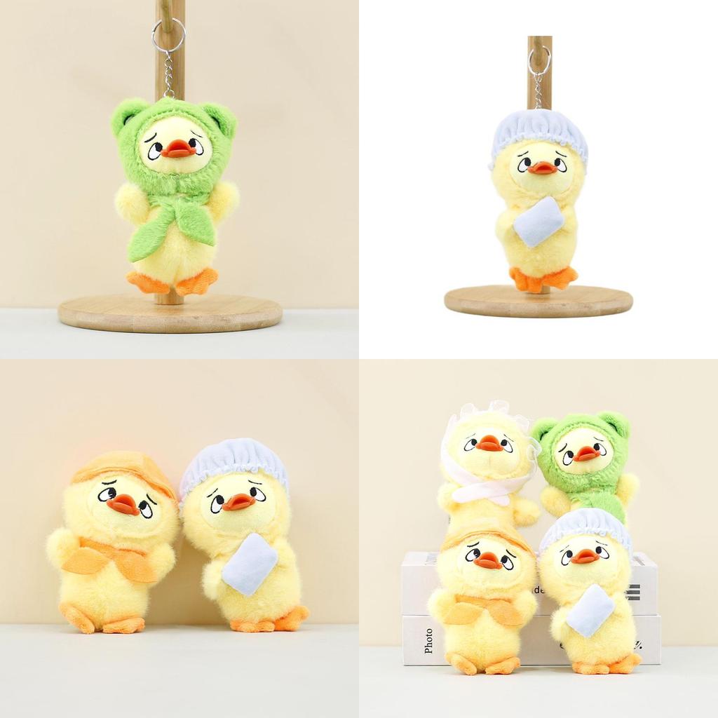 Fluffy Plush Annoying Duck Keyring Short Plush Animal 14cm Fun Desk Accessory