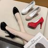 Fashion Sexy High Heels Large Size Women's Spring and Summer Patent Leather Fashion Round Toe Stiletto Wedding Shoes Solid Women's Pumps