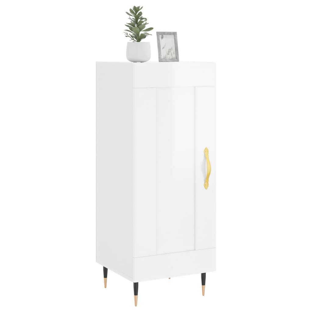 Sideboard High Gloss White 34.5 x 34 x 90 cm Engineered Wood
