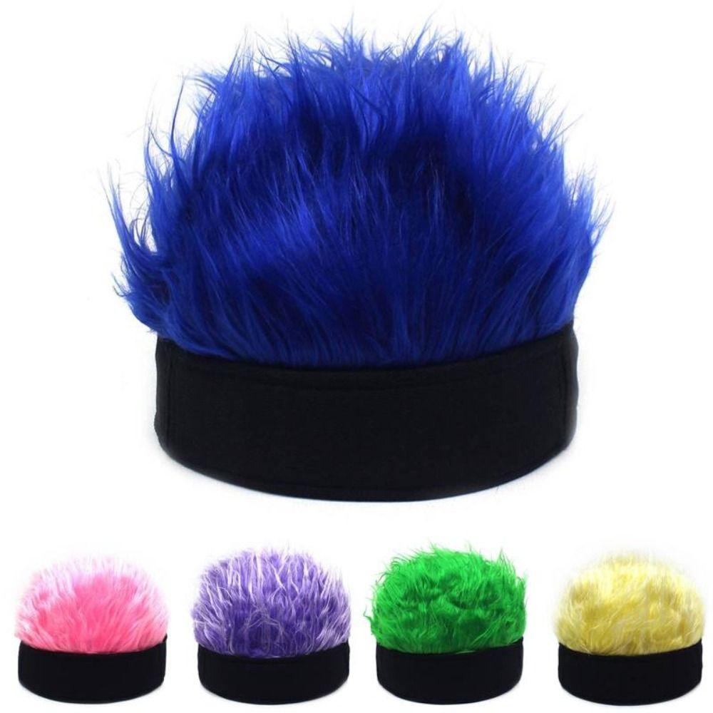 Brimless Fake Hair Skullcap Hip Hop Beanie Wig Hat Rock Fun Short Hair Caps Street Cosplay