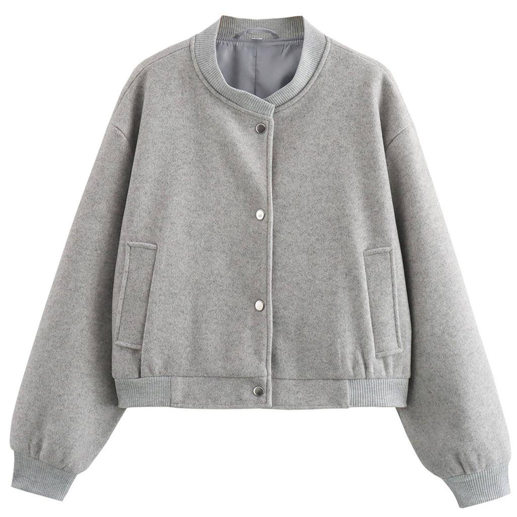 Женская модная однотонная куртка с длинными рукавами и карманами на молнии в стиле кэжуал