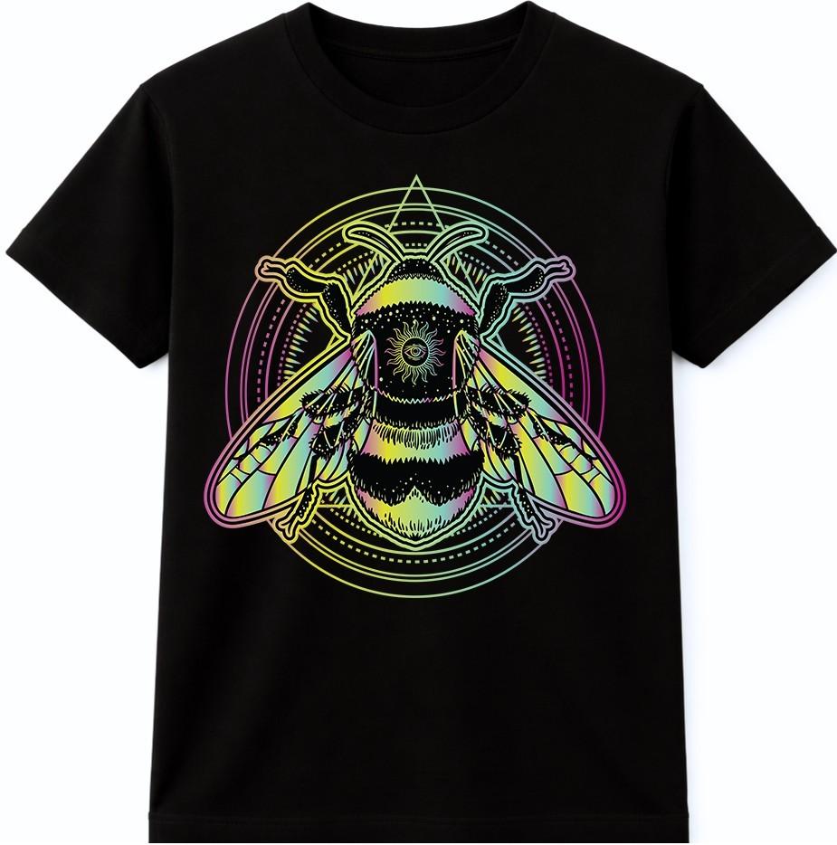Bee Crown T Shirt Sacred Geometry Mystical Insect Graphic Tee