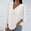 Женские осенние темпераментные свободные рубашки с длинным рукавом и V-образным вырезом, блузки