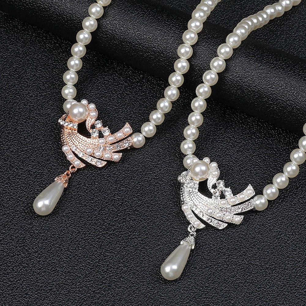 Korean Style Water Drop Earrings Dangle Earrings Women Necklace Bridal Wedding Jewelry Set