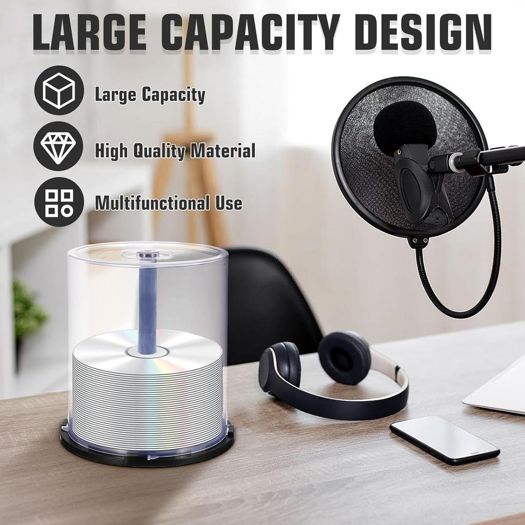 Luxshiny Коробка-шпиндель для тортов CD/DVD, 4 шт., пластиковое пустое ведро для хранения DVD, переносной кейс для носителей DVD, кошелек для CD, держатель на 100 дисков DVD