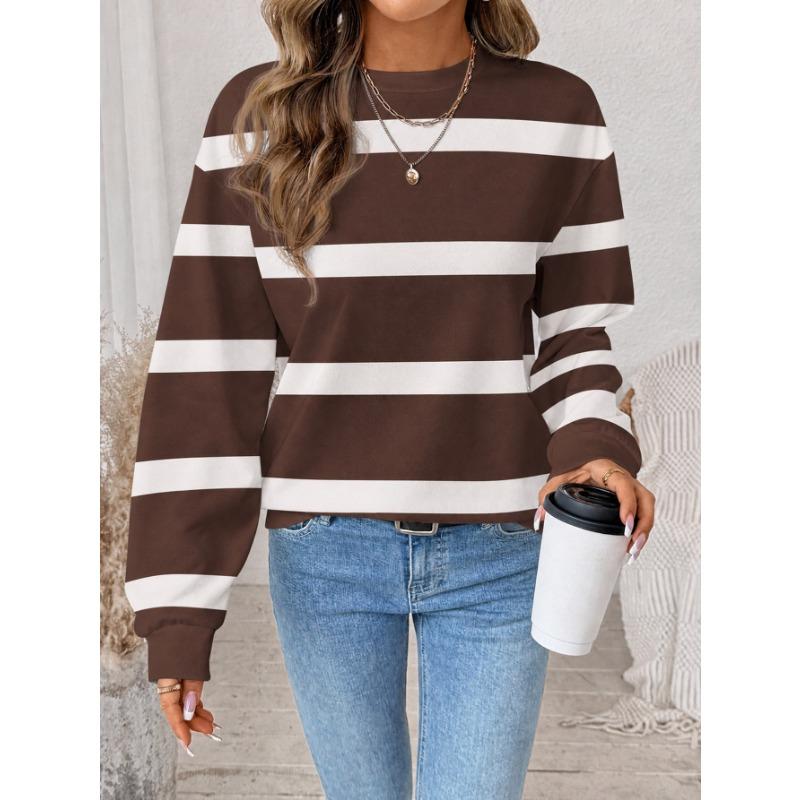 Women's Striped Colorblock Casual Daily Long Sleeve Sweatshirt,Back To School Clothes,Striped Top,College Outfit,School,Going Out Top