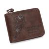 European-American Retro Men's Tri-fold Rugby Wallet with Chain and Multi-card Holder