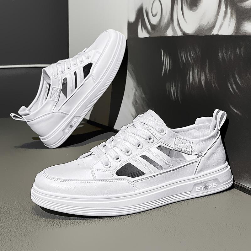 Маленькие белые туфли Мужские повседневные спортивные кеды Легкая мягкая подошва Полые дышащие мужские сандалии