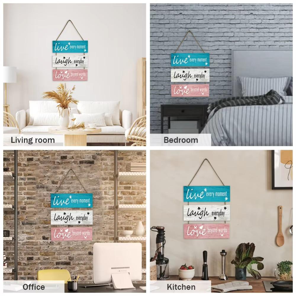 Decortive Wall Hanging Plaque Reusable Wooden Sign Mural Doorplate Welcome Sign Housewarming Gift