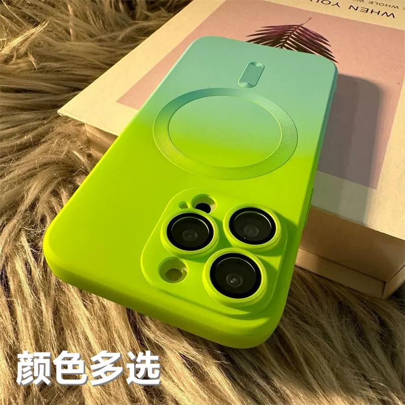 Подходит для iPhone11PRO градиентная магнитная присоска жидкий силикон чехол для мобильного телефона Apple 11 с пленкой для объектива всесторонний мягкий i11