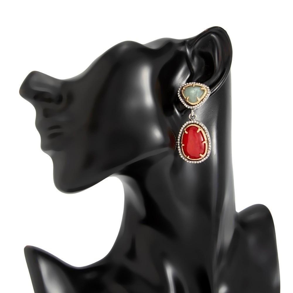 Two Tone Rhinestone Frame Resin Drop Earrings Irregular Gem Drop Earrings Daily Wear