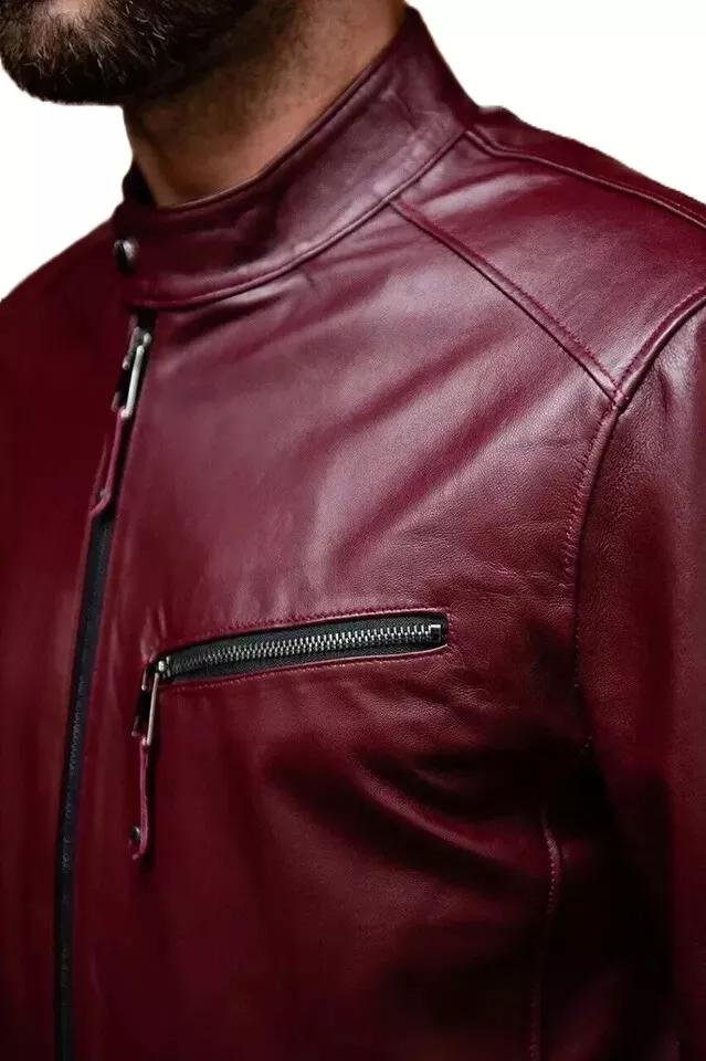 Новая мужская куртка Maroon из натуральной овчины, натуральная кожа ручной работы, мягкая, стильная