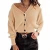 Winter Women's Solid Color V-Neck Button Knit Cardigan Sweater