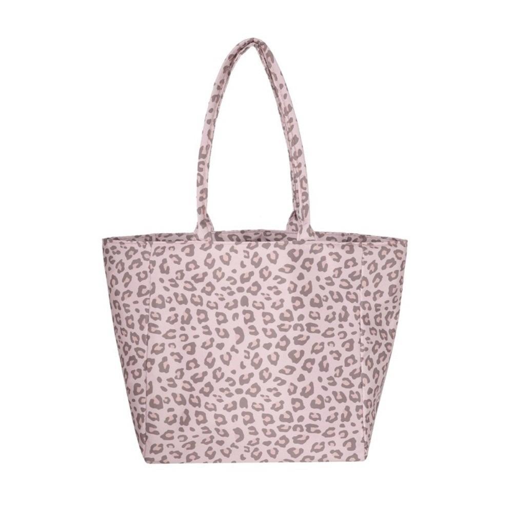 Pink Canvas Tote Bag Cloth Nylon Handbag Fashion Leopard Print Shoulder Bag Girl