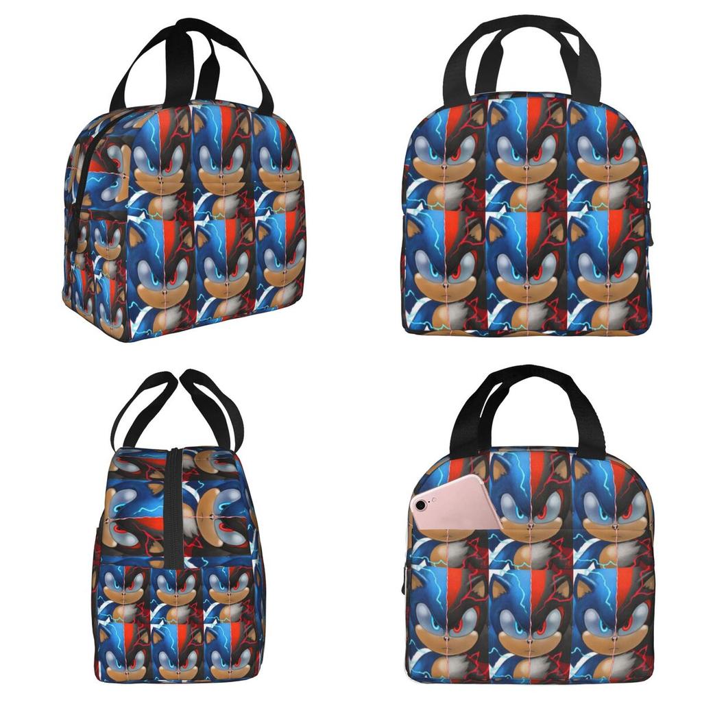 Sonic Shadow Insulated Lunch Bag for Kids School Cooler Thermal Food Box Tote Portable Lunch Boxes Container