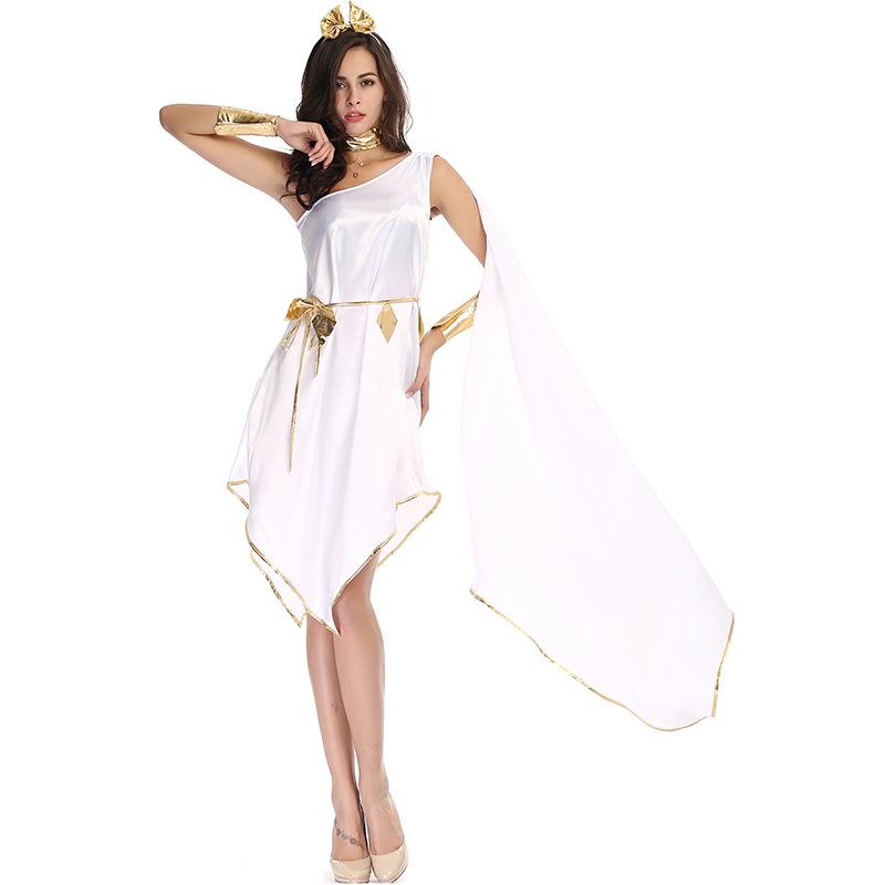White Flowing Greek Goddess Halloween Dress Set