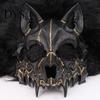 Retro Viking Style Cloak Wolf Head Shawl, Faux Fur Hooded Cape with Hood for Script Killing Costume Props Halloween Cosplay Party Stage Performance