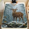 1PC Snowy Tree Haven Print FlAannel Blanket, High quality Comfortable for All Seasons, Home Decor, Warmth and Comfort