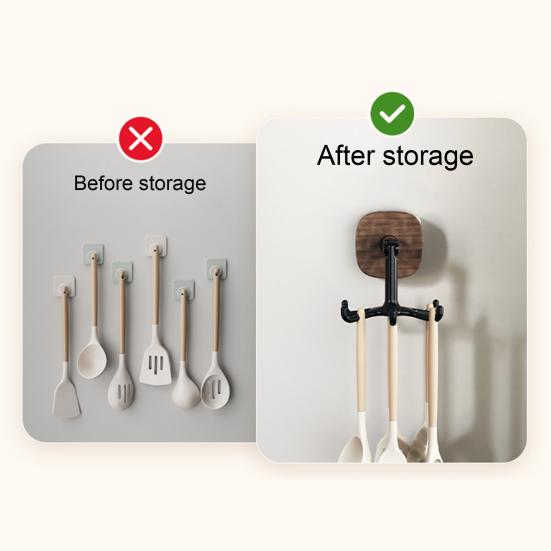 Yousheng Suction Cup Hook Kitchen Utensil Hanger under Cabinet Hook 360 Degrees Rotating 6-Claw Folding Hook for Bathroom Bedroom Closet Door Wall