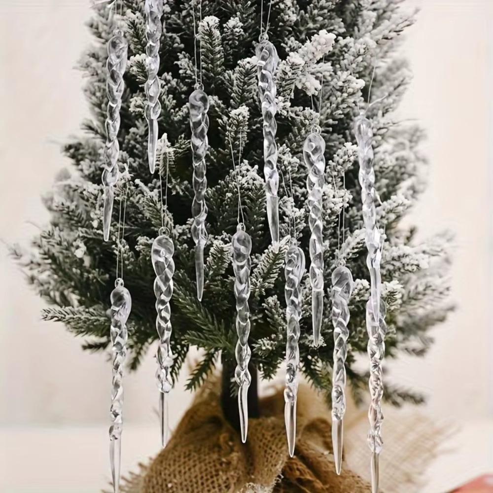 Crystal Clear Christmas Tree Ornaments Creative Party Holiday Decor New Icicle Decorations