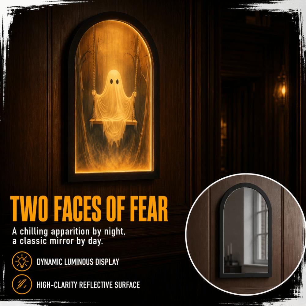 Ghost Shaped Halloween Ghost Mirror Illuminated LED Wall Mirror Haunted House