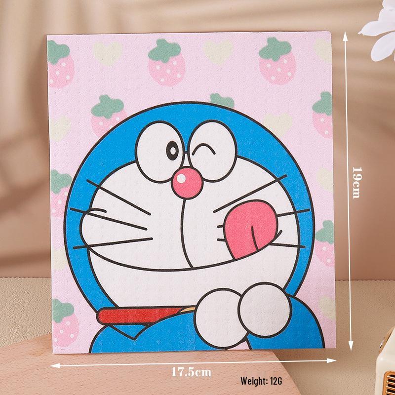 Тряпка для мытья посуды из прессованной древесной массы Doraemon: Впитывающая влагу, маслостойкая кухонная губка для мытья посуды