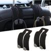KINIVA Car Seat Headrest Storage Hooks, Set Of 2, Suede PU Leather, Double Hooks (Black)