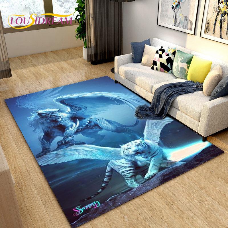 3D Мультяшный Лев Зверь Животное Ковер Ковер для Гостиной Спальни Игровой Комнаты Декор Дивана Дом Нескользящий Ковер Коврик для Пола Мягкий