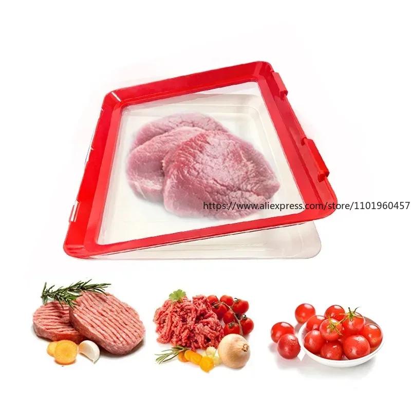 Вакуумный пищевой контейнер Поднос для хранения продуктов Поднос для сохранения свежести Мясные блюда Контейнер для хранения в холодильнике Кухонный поднос для хранения 2 шт.