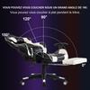 FOXSPORT Chaise Gaming, Siège De Bureau Réglable, Fauteuil Gaming Avec Repose-Pieds télescopique,Inclinable 90 °-180 °-Blanc