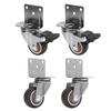 Side Mount Casters Set of 4 Heavy Duty 1.5in L Shape TPR Plate Wheels 2pcs with Brake 2pcs Without