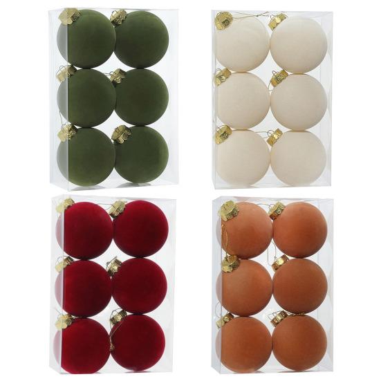 6 шт. Рождественские шары, флокированные, в деревенском стиле, состаренные, подвесные шары с петлей, фермерский дом, рождественское украшение