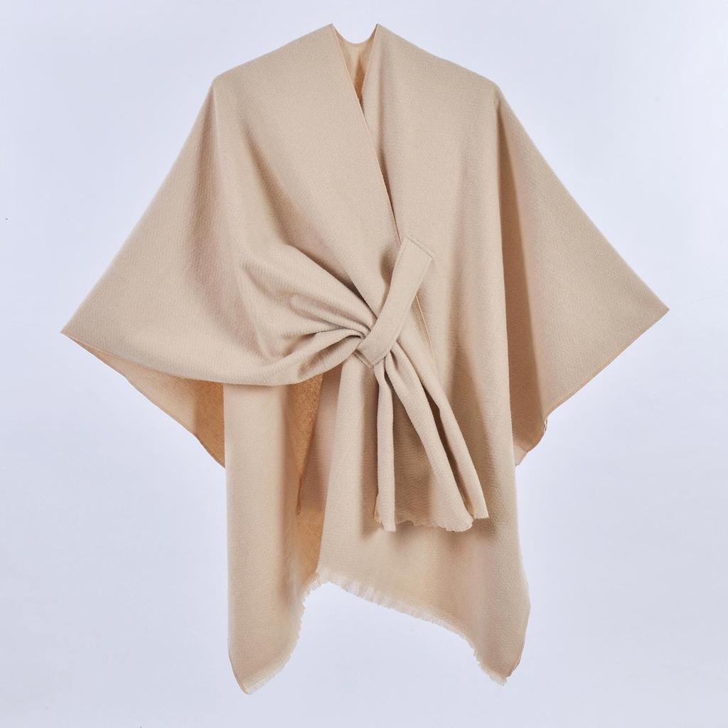 Women's Versatile Solid Color Spring Scarf Shawl - Imitation Cashmere Poncho for All Seasons