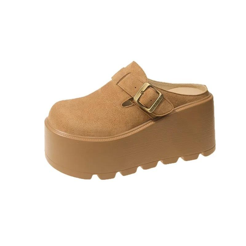 Модные женские шлепанцы на высокой платформе 7 см, танкетки, блестящая обувь, женские уличные кожаные повседневные массивные кроссовки, летние дышащие сетчатые шлепанцы