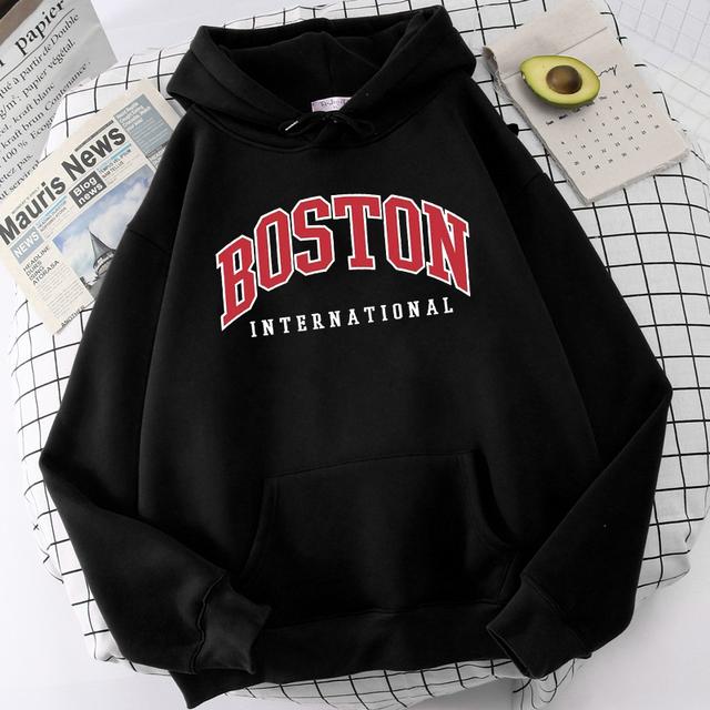 Женская толстовка с длинными рукавами Boston Brooklyn с буквенным принтом, женская мода, пальто, большие толстовки в Нью-Йорке, толстовка, женская женская одежда из Бруклина