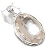 Natural White Topaz Gemstone Handmade 925 Sterling Silver Pendant 2.05" a8J31