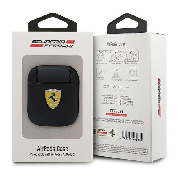 Ferrari Fesa2Lebk Чехол для AirPods 1/2 черный/Black Кожа On Track