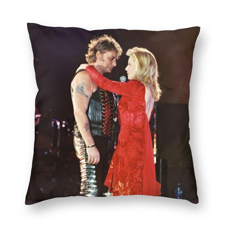 Rock Johnny Hallyday Cushion Covers Sofa Home Decor French Singer Music Square Throw Pillow Cover 45x45cm Decorative Pillowcases