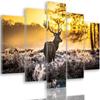 Feeby Feeby Five Piece Picture Canvas Print, Deer At Sunset