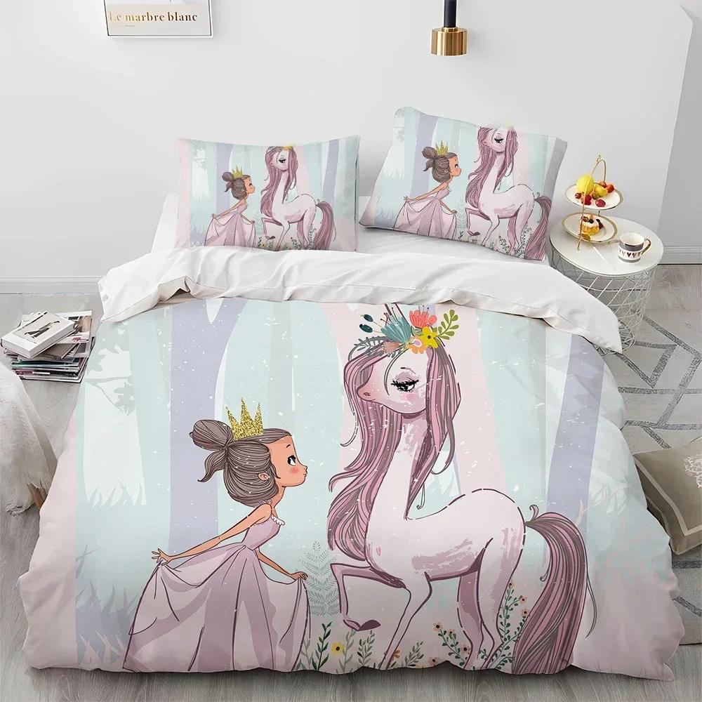 Cartoon Cute Ballet Girl Ballerina Comfortable Duvet Quilt Cover Pillowcase Bedding Set Children Bedroom Decoration Home Textile