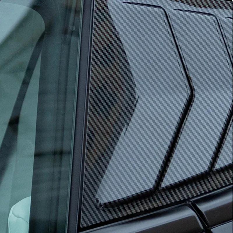 2PCS Car Rear Triangle Window Shutters Sunshade Decoration Accessories For Tesla Model 3 Highland 2025 Bright Carbon Fiber ABS