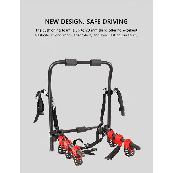 3 Bike Trunk Mount Bicycle Rack Carrier 50KG Load Fits Most Cars SUVs Sedans Hatchbacks Folding Heavy Duty Rear Carrier