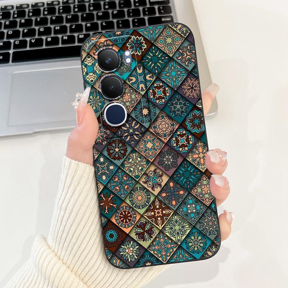 Для Vivo Y19s 4G Чехол V2419 Милый Кот Сетчатый Рисунок Чехол Ударопрочный Мягкий Силиконовый Чехол для Телефона Для Vivo Y19s Y 19 s VivoY19s Fundas