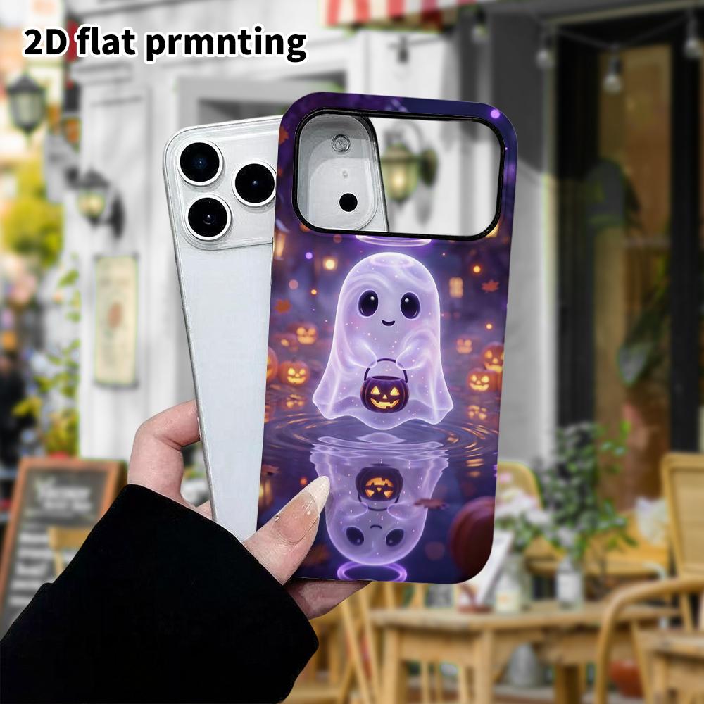 Phone Case: 2D flat design suitable for iPhone 18 17 16 15 14 13 Pro film protective case, couple style, halo angel ghost, Christmas and Halloween gif