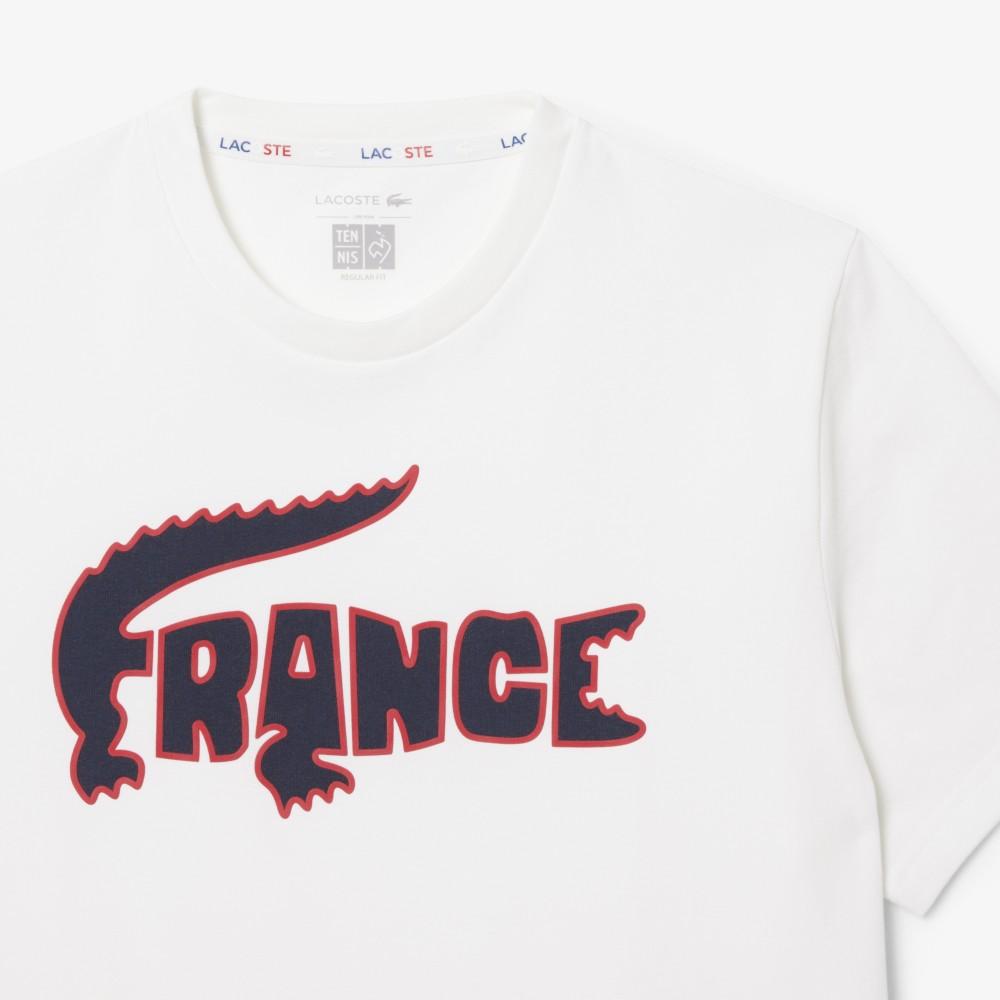 Lacoste Мужская теннисная трехцветная футболка с большим крокодилом, с коротким рукавом TH0471-56G001